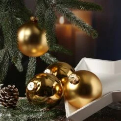 Christbaumkugel Weihnachtskugel Bruchfest Glänzend Matt Gold D: 10cm 4St. -VIDAXL Store 714ae354 2753 4034 a322 56c5c0da72d8