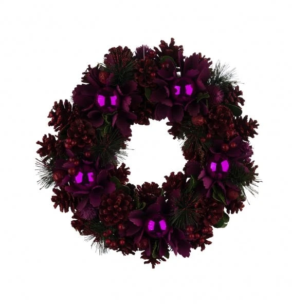 Naturkranz Mit Zapfen Und Sternen, Rot, Glitzer, ø 35 Cm, Höhe: 7 Cm, Handgefertigt, *Germany* 5 Naturkranz Mit Zapfen Und Sternen, Rot, Glitzer, ø 35 Cm, Höhe: 7 Cm, Handgefertigt, *Germany* – Bild 5