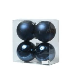 Christbaumkugel Weihnachtskugel Bruchfest Glänzend Matt Dunkelblau D: 10cm 4St.