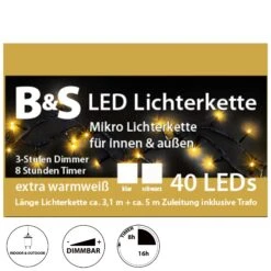 LED Mikro Lichterkette V5 Innen Außen Extra Warmweiß Dimmer Timer 40-720 Lichter