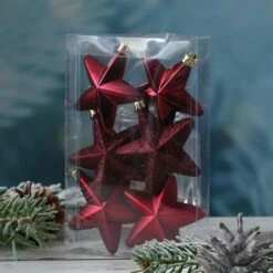 Baumkugeln Sterne Christbaumschmuck Bruchfest Glänzend Glitzernd Weinrot 6St. -VIDAXL Store 77be512f 28eb 45bd 819a db135bcf93f2