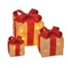 LED Geschenkboxen Beleuchtet Schleife Weihnachtsdeko 40LED Timer Creme/rot 3St.