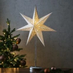 LED Papierstern Leuchtstern Standstern 7-zackig H: 75cm Timer Batterie Silber -VIDAXL Store 7d07f3b9 539c 47bd b31f 8bb6e84df834