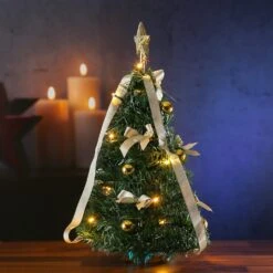 LED Weihnachtsbaum Tannenbaum Dekoriert Mit Lichterkette H: 50,5cm Grün/gold -VIDAXL Store 7f8e501e 5b33 4fce 9f9d 988ae2163702