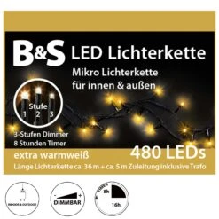 LED Mikro Lichterkette V5 Innen Außen Extra Warmweiß Dimmer Timer 40-720 Lichter -VIDAXL Store 81a22331 6648 42ee bb49 74fccffde4b1