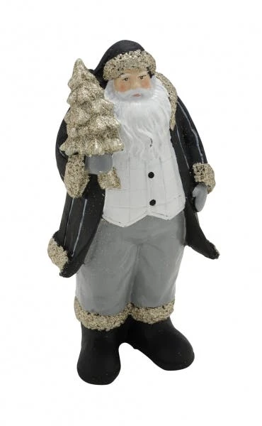NEU Weihnachtsmann Mit Baum, Schwarz / Gold, 12 X 9 X 24cm, Handgefertigt, "Germany", Handgefertigt 1 NEU Weihnachtsmann Mit Baum, Schwarz / Gold, 12 X 9 X 24cm, Handgefertigt, "Germany", Handgefertigt