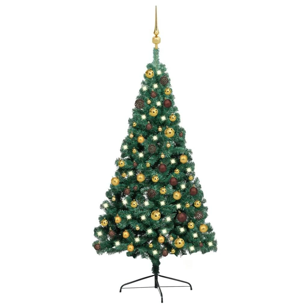 VIDAXL Künstlicher Halber Weihnachtsbaum Mit LEDs Schmuck Grün 120 Cm 1 VIDAXL Künstlicher Halber Weihnachtsbaum Mit LEDs Schmuck Grün 120 Cm
