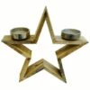 Tarrington House Doppel Stern-Teelichthalter, Holz/ Aluminium, 28 X 6 X 26 Cm, Braun/ Silber