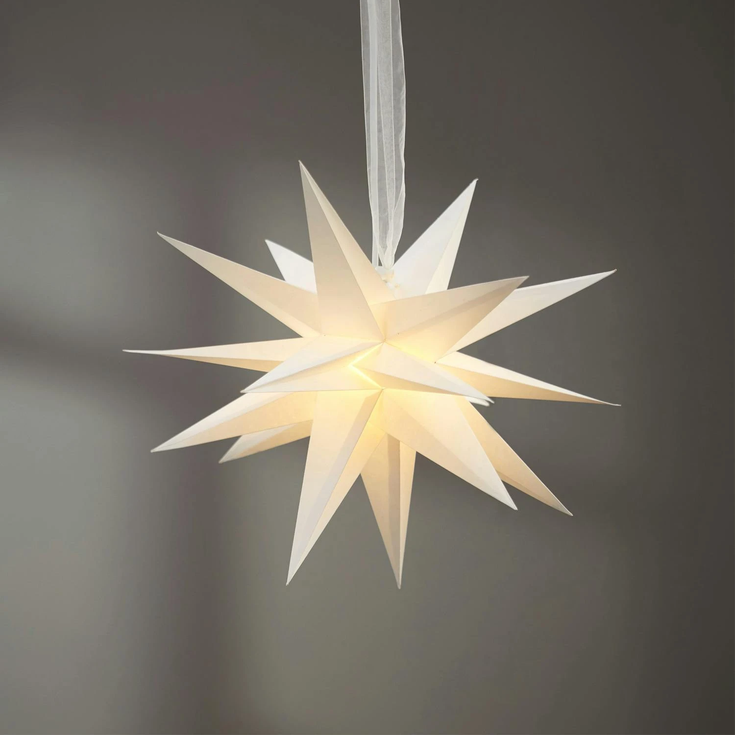 Papierstern December 3D Stern Mit Band Weihnachtsstern Faltstern D: 35cm Weiß 6 Papierstern December 3D Stern Mit Band Weihnachtsstern Faltstern D: 35cm Weiß – Bild 6