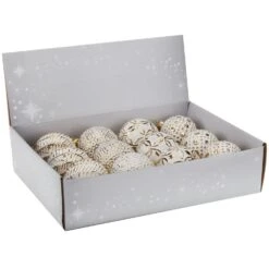 12er Weihnachtskugel-Set Ø8cm Glas Weiß/Gold 4 Sorten In Display -VIDAXL Store 8c77ee66 5944 4969 9433 f3220c48baf4