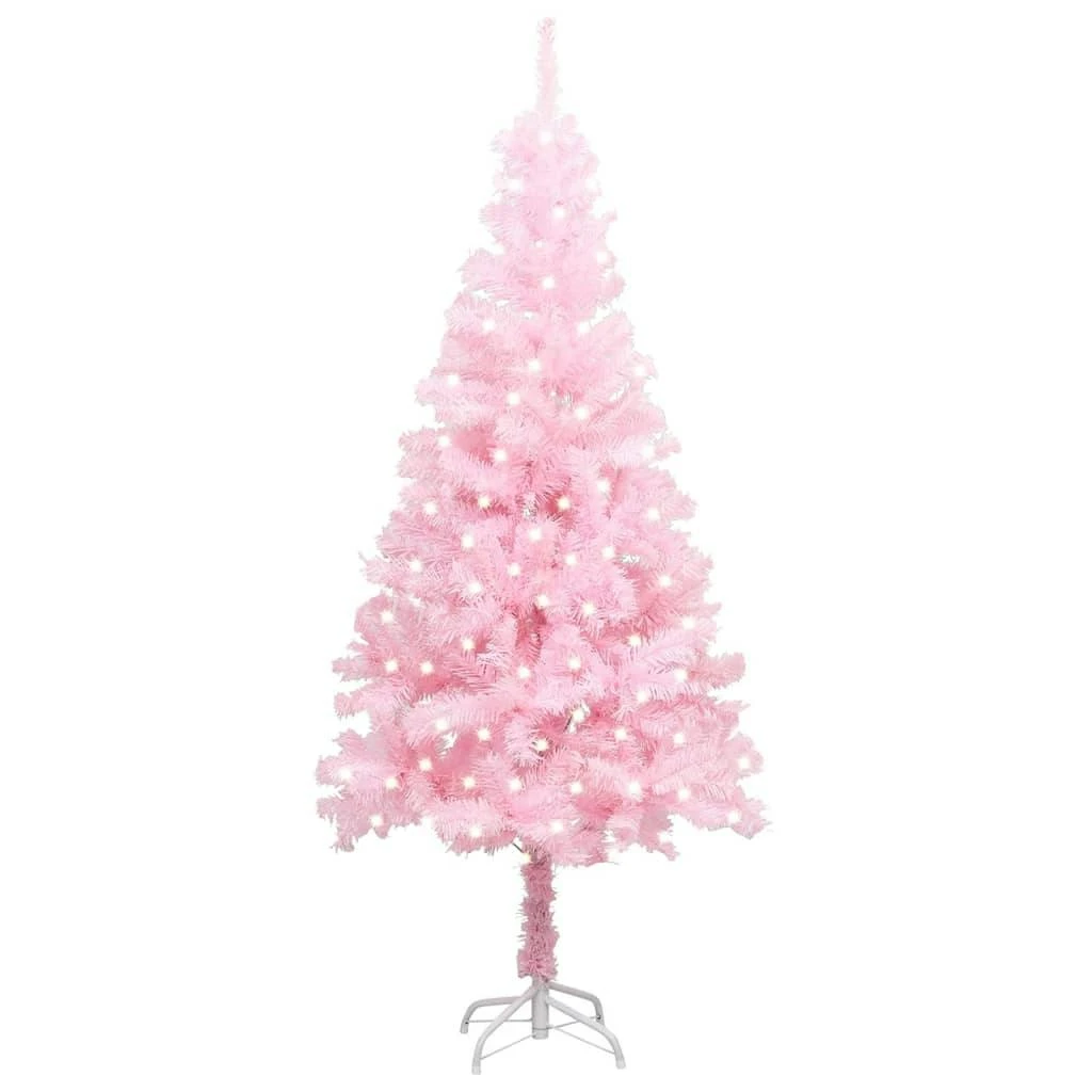 VIDAXL Künstlicher Weihnachtsbaum Mit LEDs Ständer Rosa 150 Cm PVC 2 VIDAXL Künstlicher Weihnachtsbaum Mit LEDs Ständer Rosa 150 Cm PVC – Bild 2