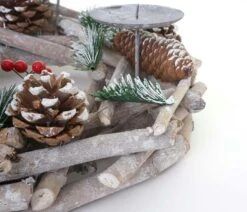 Adventskranz Rund, Weihnachtsdeko Tischkranz, Holz Ø 35cm Weiß-grau ~ Mit Kerzen, Weiß -VIDAXL Store 8f667dd7 1708 4dab a1f7 890345b58c22 1