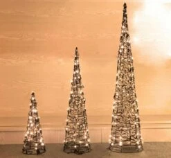 Tarrington House LED-Kegel 3 Er Set, Kupfer/ Polyrattan/ Metall/ PVC, 3 Größe (S, M, L), 150 LED, 3.6 W, Braun -VIDAXL Store 8fd3c6e1 5681 4d78 8588 444ef81b2063