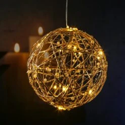 LED Drahtkugel TRASSEL Draht Perlen Leuchtkugel Warmweiß D: 20cm Timer Gold -VIDAXL Store 965f952b 5fc4 44df a7d3 eee1ef410296