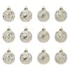 12er Weihnachtskugel-Set Ø6cm Glas Weiß/Gold 4 Sorten Im Display