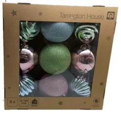 Tarrington House Kugeln Frosted Wonderland, Kunststoff, Ø 15 Cm, Glänzend, Matt Und Glitzernd, 9 Tlg.