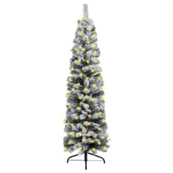 VIDAXL Weihnachtsbaum Schmal Mit LEDs & Echtholz & Zapfen Grün 150 Cm -VIDAXL Store 9a1c1616 8c5a 4b8d 9080 d1528d17dde5