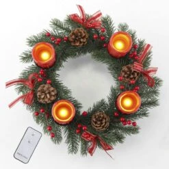 Beleuchteter Türkranz Adventskranz Mit LED Echtwachskerzen & Weihnachtsmannmütze -VIDAXL Store 9e5a5a92 c5ba 4bdc b298 9d0612c98a6f
