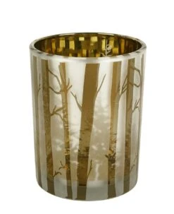 Tarrington House Windlicht, Glas, 10 X 10 X 12 Cm, Rentier Und Weihnachtsbaum Muster, Gold -VIDAXL Store 9ed055ec b736 45b5 bac8 fc67255d4b4f