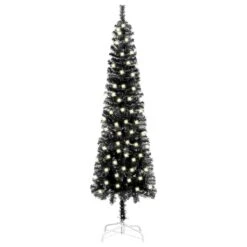 VIDAXL Weihnachtsbaum Schlank Mit LEDs Schwarz 180 Cm