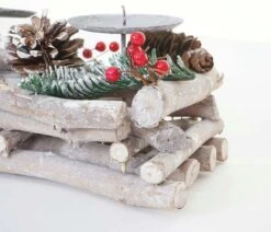 Adventskranz Länglich, Weihnachtsdeko Adventsgesteck, Holz 11x15x50cm Weiß-grau ~ Mit Kerzen, Weiß -VIDAXL Store a1f72997 7590 490c beac 6b1d05bb7790