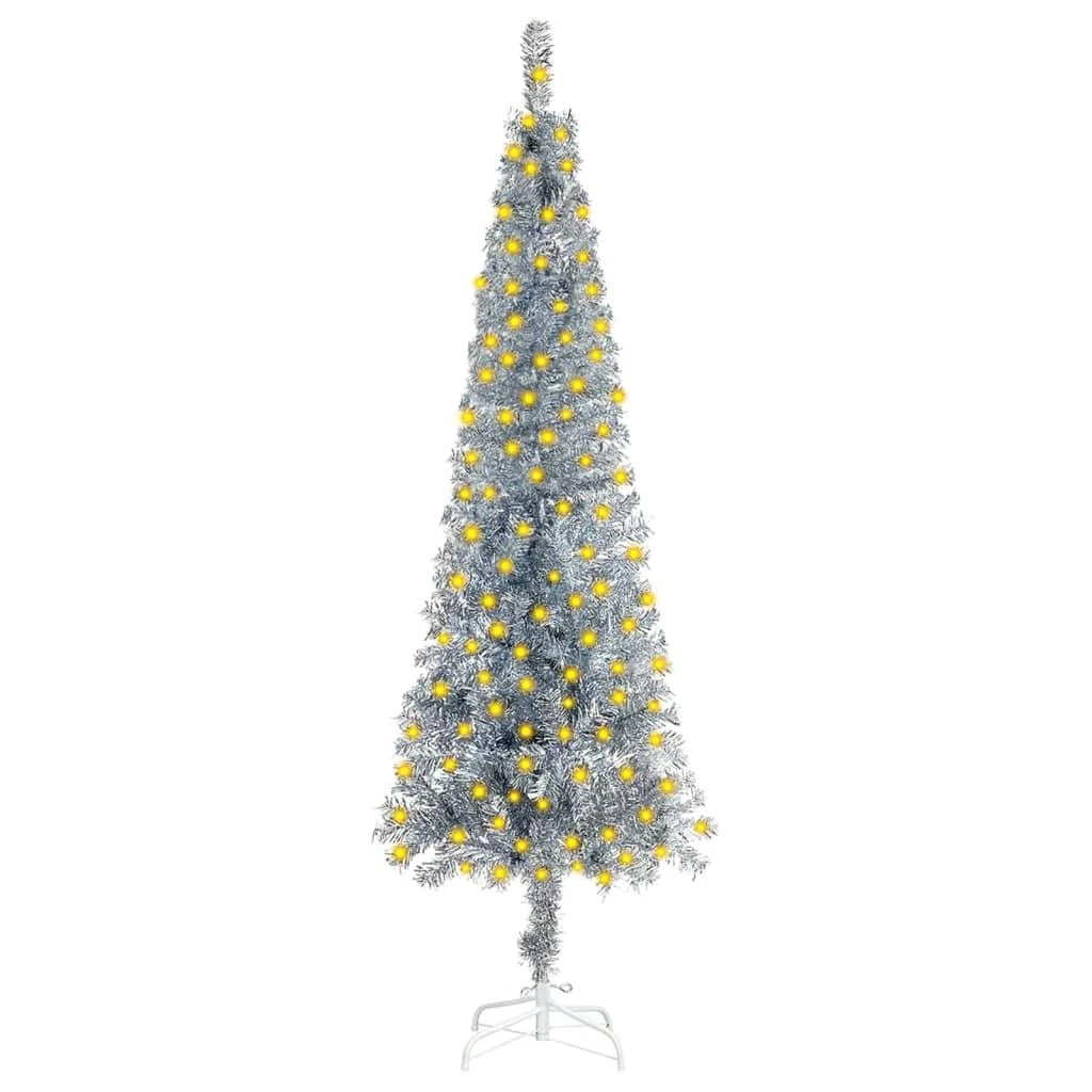VIDAXL Weihnachtsbaum Schlank Mit LEDs Weiß 150 Cm 2 VIDAXL Weihnachtsbaum Schlank Mit LEDs Weiß 150 Cm – Bild 2