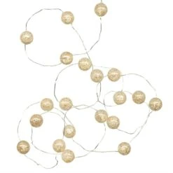 LED Draht Lichterkette Kugeln 20 Leuchtende Bälle Eisglas Batteriebetrieb L:1,8m