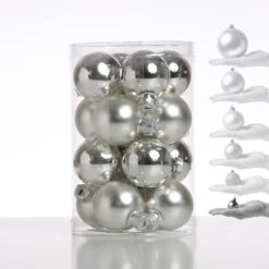 Christbaumkugel Weihnachtskugel Glas D: 3,5cm Glänzend Und Matt Silber 16er Set -VIDAXL Store a89d56d2 d15b 4a48 a411 adccb25368f0