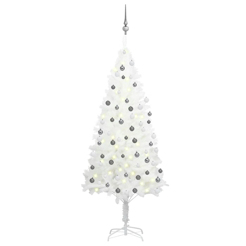 VIDAXL Künstlicher Weihnachtsbaum Mit LEDs & Kugeln Weiß 180 Cm PVC 5 VIDAXL Künstlicher Weihnachtsbaum Mit LEDs & Kugeln Weiß 180 Cm PVC – Bild 5