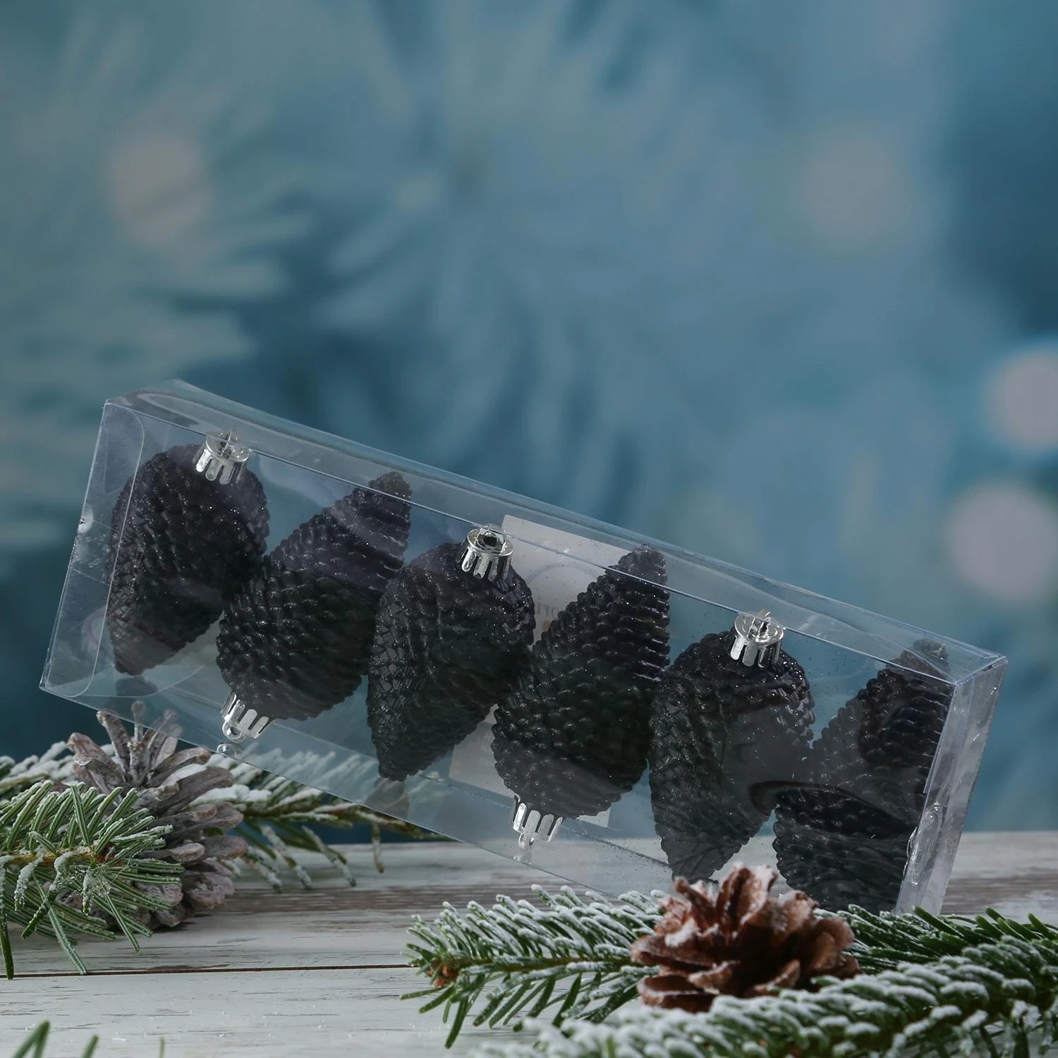 Christbaumschmuck Baumschmuck Tannenzapfen Bruchfest Glitzernd 8cm Schwarz 6St. 6 Christbaumschmuck Baumschmuck Tannenzapfen Bruchfest Glitzernd 8cm Schwarz 6St. – Bild 6