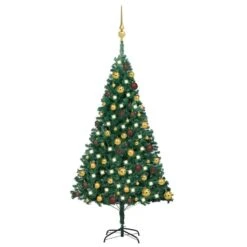 VIDAXL Künstlicher Weihnachtsbaum Mit LEDs & Kugeln Grün 120 Cm PVC