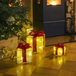 LED Geschenkboxen Beleuchtet Schleife Weihnachtsdeko 40LED Timer Creme/rot 3St. -VIDAXL Store af30fe33 d2ef 4a78 8fc7 81b2bc66d4e7