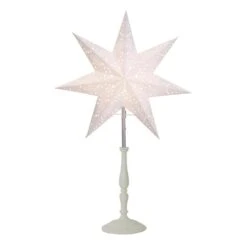 Papierstern Weihnachtsstern Romantic Stehend 7-zackig D: 35cm E14 Mit Kabel Weiß