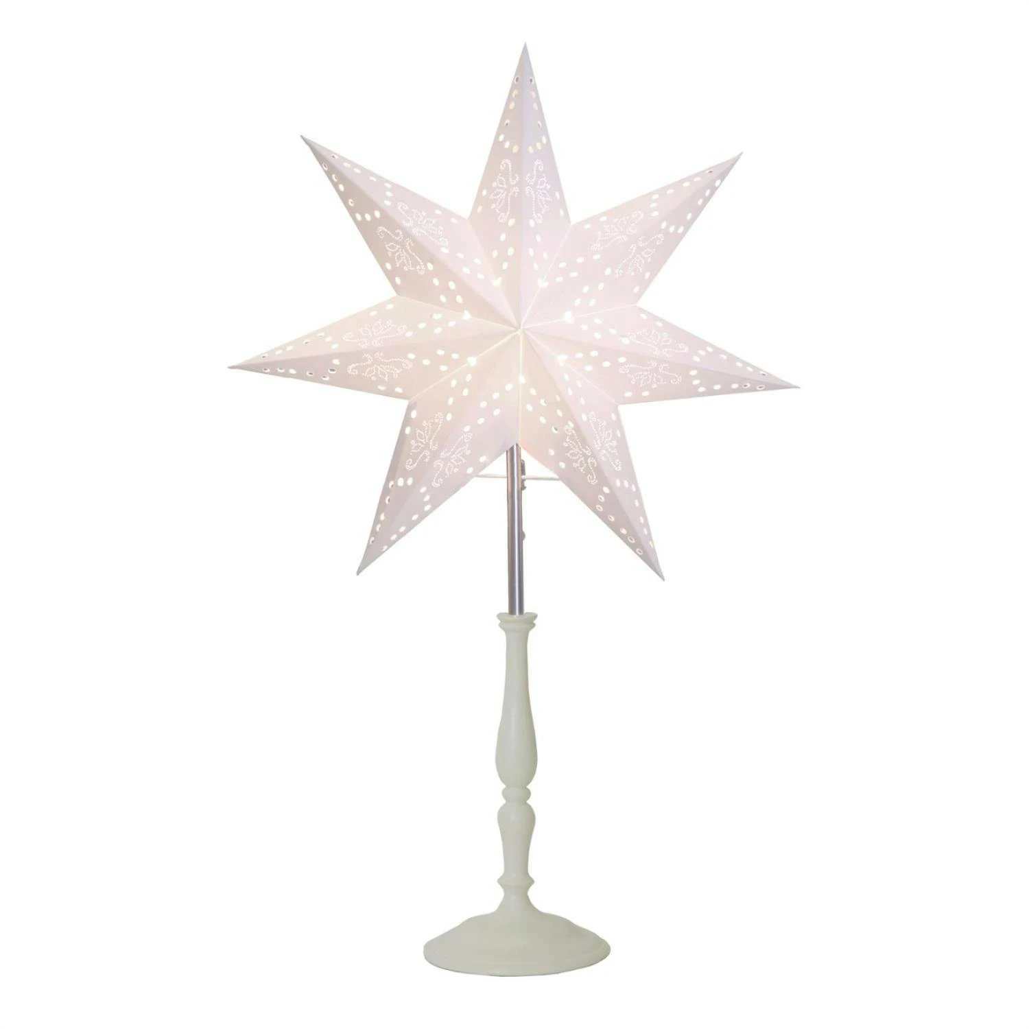 Papierstern Weihnachtsstern Romantic Stehend 7-zackig D: 35cm E14 Mit Kabel Weiß 1 Papierstern Weihnachtsstern Romantic Stehend 7-zackig D: 35cm E14 Mit Kabel Weiß
