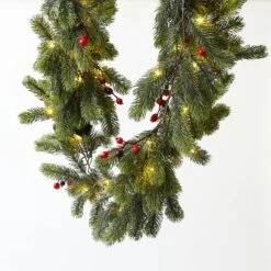 LED Tannengirlande Rote Beeren Beleuchtet Außen Weihnachtsgirlande 1,8m Batterie -VIDAXL Store b417d5ab a433 47b4 bf93 aab9fe103e2a