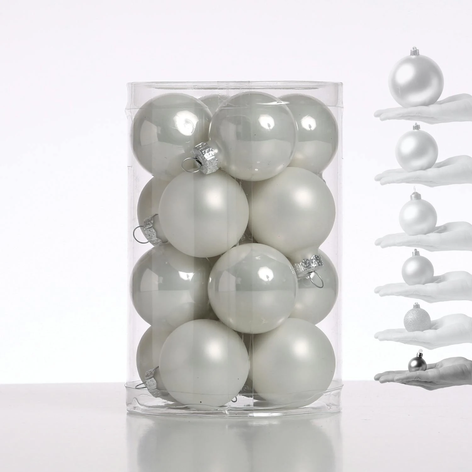 Christbaumkugel Weihnachtskugel Glas D: 3,5cm Glänzend Und Matt Weiß 16er Set 3 Christbaumkugel Weihnachtskugel Glas D: 3,5cm Glänzend Und Matt Weiß 16er Set – Bild 3