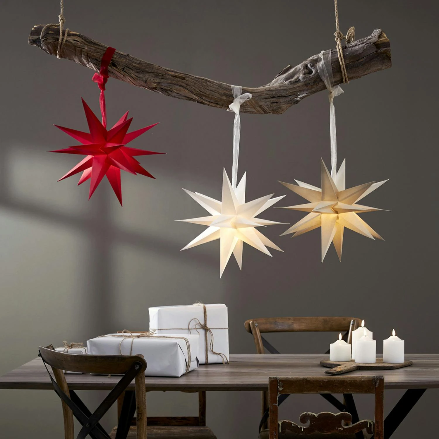 Papierstern December 3D Stern Mit Band Weihnachtsstern Faltstern D: 35cm Creme 7 Papierstern December 3D Stern Mit Band Weihnachtsstern Faltstern D: 35cm Creme – Bild 7