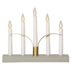 Fensterleuchter Lilja 5flammig E10 Glühlampen Weihnachsbeleuchtung 25cm Grau