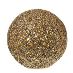 LED Dekokugel Papierkugel Glitzer D: 20cm Weihnachtsdeko Leuchtkugel Gold