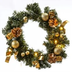 LED Tannenkranz Dekokranz Türkranz Weihnachtskranz D: 30cm 10 LED Für Innen Gold