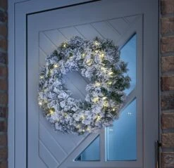 LED Tannenkranz Türkranz Dekokranz Weihnachtskranz Beschneit Beleuchtet D: 60cm -VIDAXL Store bea59814 b718 4384 b6fc deeaa206f54e