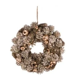 Naturkranz Mit Zapfen Und Äpfeln, Champagner, ø 32 Cm, Höhe: 8 Cm, Handgefertigt, *Germany*