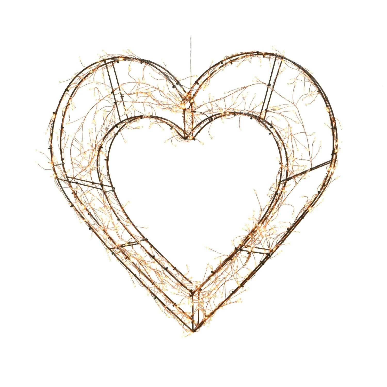 LED Herz Metallherz Mit Drahtlichterkette 120LED Leuchtherz Hängend D: 38cm 4 LED Herz Metallherz Mit Drahtlichterkette 120LED Leuchtherz Hängend D: 38cm – Bild 4