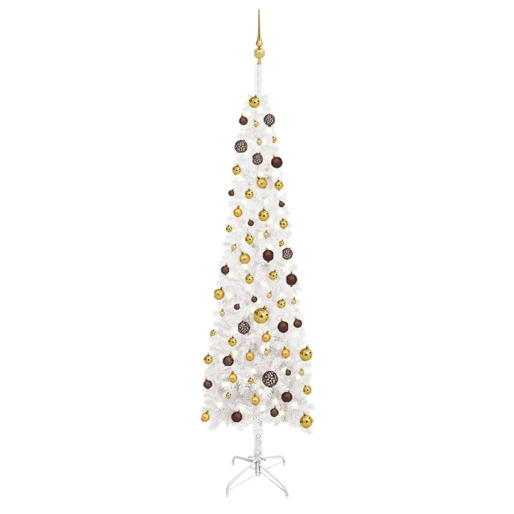 VIDAXL Weihnachtsbaum Schlank Mit LEDs & Kugeln Blau 240 Cm 4 VIDAXL Weihnachtsbaum Schlank Mit LEDs & Kugeln Blau 240 Cm – Bild 4