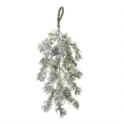 LED Tannenzweig Mit Zapfen Leuchtzweig Schneeoptik 30 LED H: 50cm Grün Für Außen