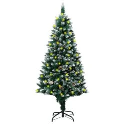 VIDAXL Weihnachtsbaum Schmal Mit LEDs & Echtholz & Zapfen Grün 150 Cm -VIDAXL Store c5873c8f 2b34 4826 8b6c 5319968f8f2e 2