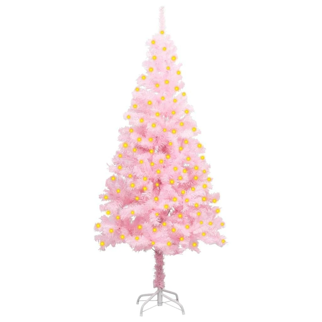 VIDAXL Künstlicher Weihnachtsbaum Mit LEDs Ständer Rosa 150 Cm PVC 1 VIDAXL Künstlicher Weihnachtsbaum Mit LEDs Ständer Rosa 150 Cm PVC