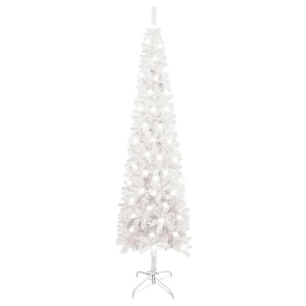 VIDAXL Weihnachtsbaum Schlank Mit LEDs Weiß 150 Cm 1 VIDAXL Weihnachtsbaum Schlank Mit LEDs Weiß 150 Cm