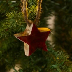 Holzstern Weihnachtsstern Hängestern Anhänger Jute Kordel 5,5cm Emailliert Rot -VIDAXL Store cab0d002 53bc 4497 b984 cb34c9d6186d