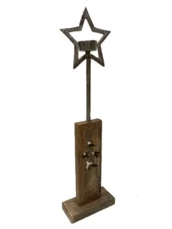 Tarrington House Stern-Teelichthalter, Aluminium/ Holz, 16 X 7 X 57 Cm, Mit Hochrechteckigem Sockel, Silber -VIDAXL Store cbdd4245 8027 4e09 9955 dfffc4bb0f51